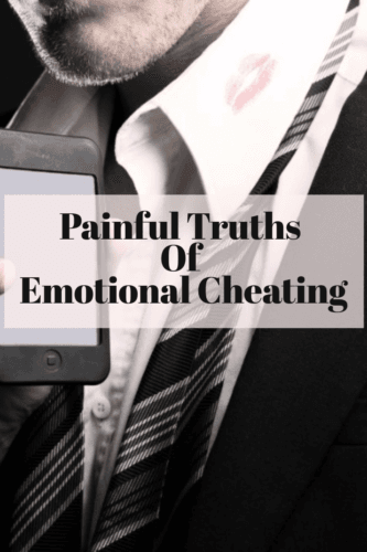 married man with lipstick on his collar holding cell phone representing emotional cheating