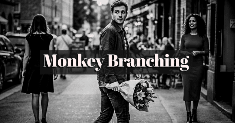Monkey branching in relationships illustration showing emotional overlap between partners