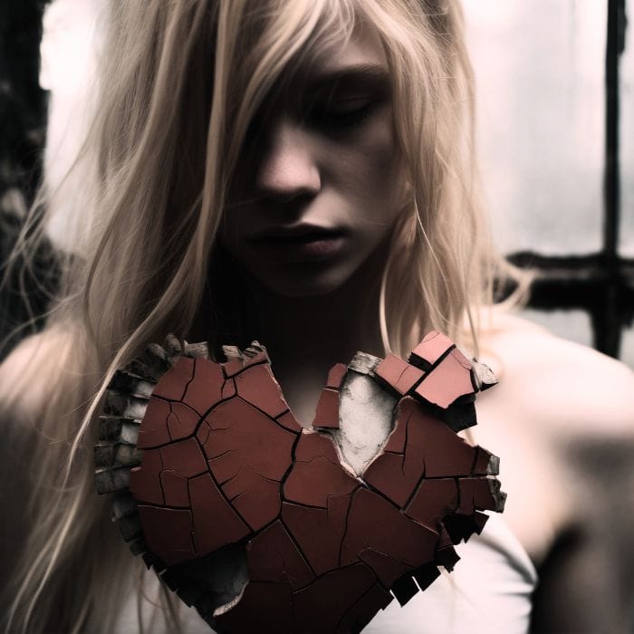 Emotional Cheating: 7 Painful Truths About Its Destruction 3 A woman holding a broken heart, symbolizing the deep emotional pain, loss of trust, and personal devastation caused by emotional cheating