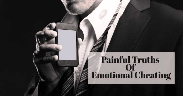married man with lipstick on his collar holding cell phone representing emotional cheating